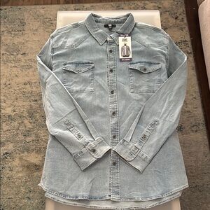 Frye Blue Casual Button Down Shirt with Western Yoke